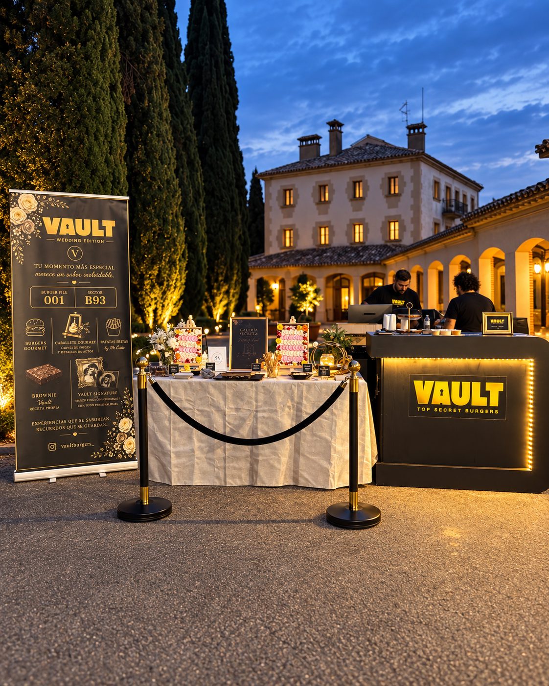 Espacio de Vault montado para una boda al aire libre